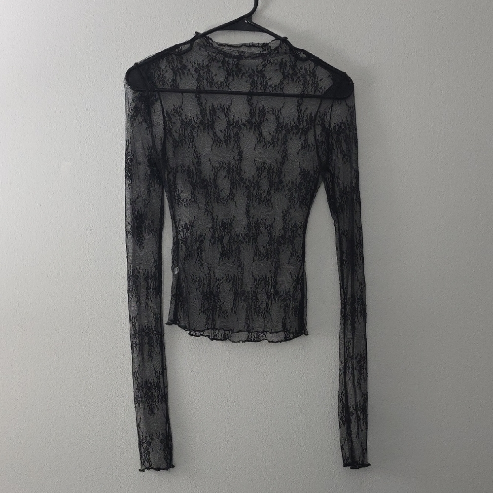 Elegant Black Lace Long Sleeve Top